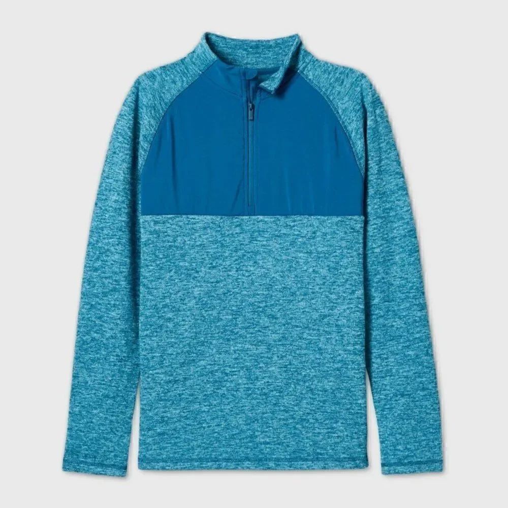 All in Motion Boys' Teal 1/4 Zip Pullover Sweatershirt Sz XS